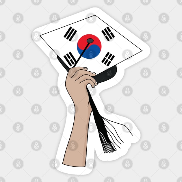 Holding the Square Academic Cap South Korea Sticker by DiegoCarvalho